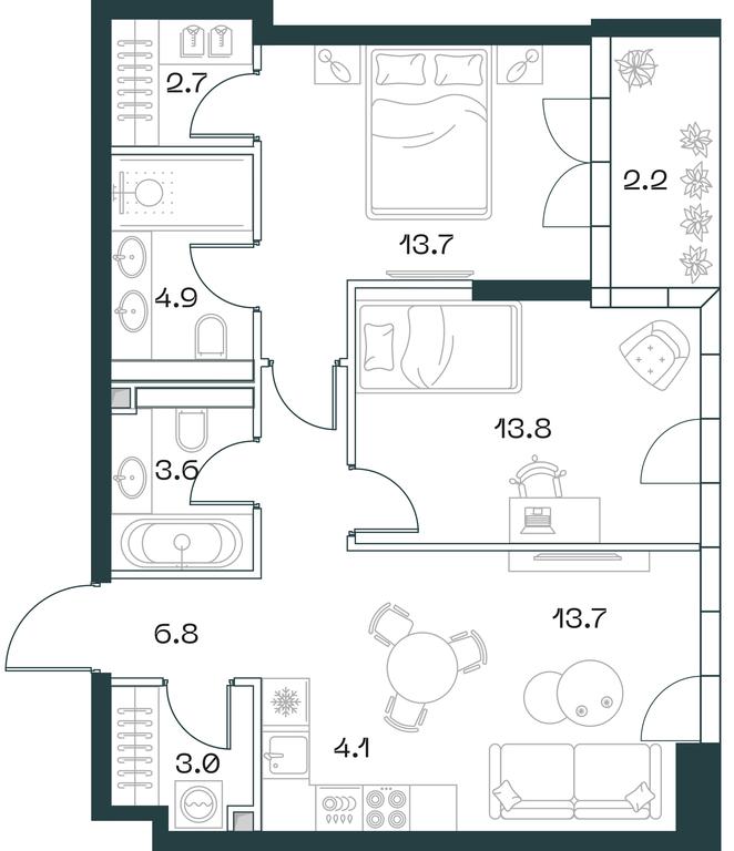 2-BD Apartment Sale, 68.7平方米 at SHIFT, 2nd Donskoy Drive, 10, Moscow, Russia #1 2-BD Apartment Sale, 68.7平方米 at SHIFT, 2nd Donskoy Drive, 10, Moscow, Russia #1