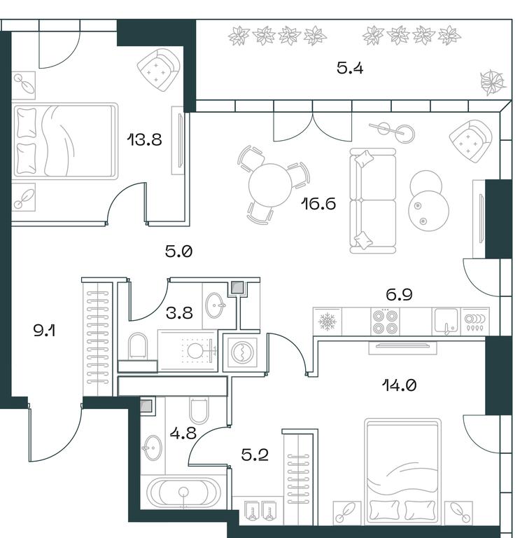 2-BD Apartment Sale, 85.4 sq. m. at SHIFT, 2nd Donskoy Drive, 10, Moscow, Russia #1 2-BD Apartment Sale, 85.4 sq. m. at SHIFT, 2nd Donskoy Drive, 10, Moscow, Russia #1