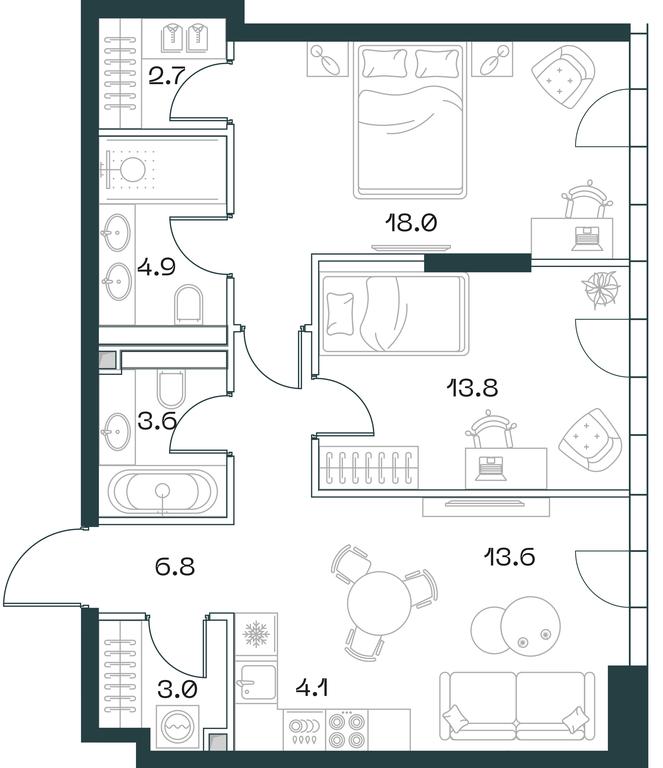 2-BD Apartment Sale, 70.8平方米 at SHIFT, 2nd Donskoy Drive, 10, Moscow, Russia #1 2-BD Apartment Sale, 70.8平方米 at SHIFT, 2nd Donskoy Drive, 10, Moscow, Russia #1