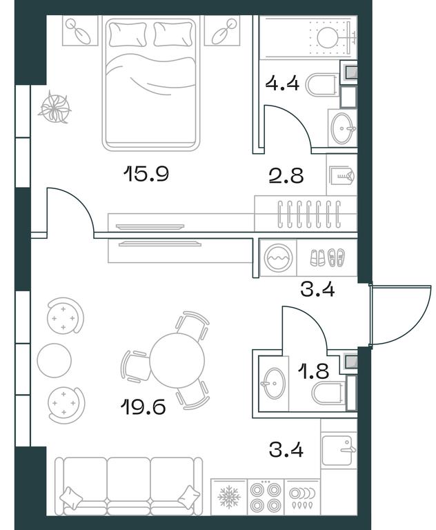 1-BD Apartment Sale, 51.8平方米 at SHIFT, 2nd Donskoy Drive, 10, Moscow, Russia #1 1-BD Apartment Sale, 51.8平方米 at SHIFT, 2nd Donskoy Drive, 10, Moscow, Russia #1