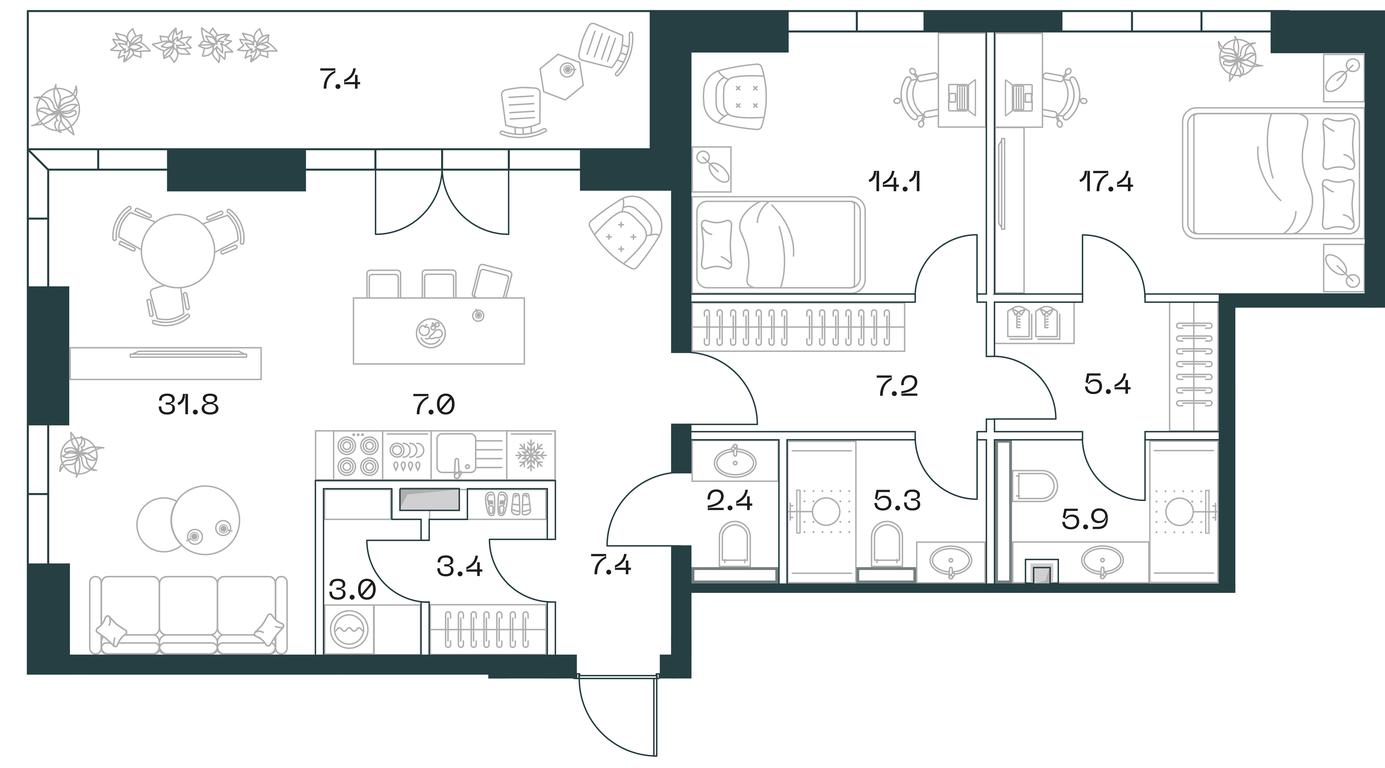 2-BD Apartment Sale, 117.7平方米 at SHIFT, 2nd Donskoy Drive, 10, Moscow, Russia #1 2-BD Apartment Sale, 117.7平方米 at SHIFT, 2nd Donskoy Drive, 10, Moscow, Russia #1