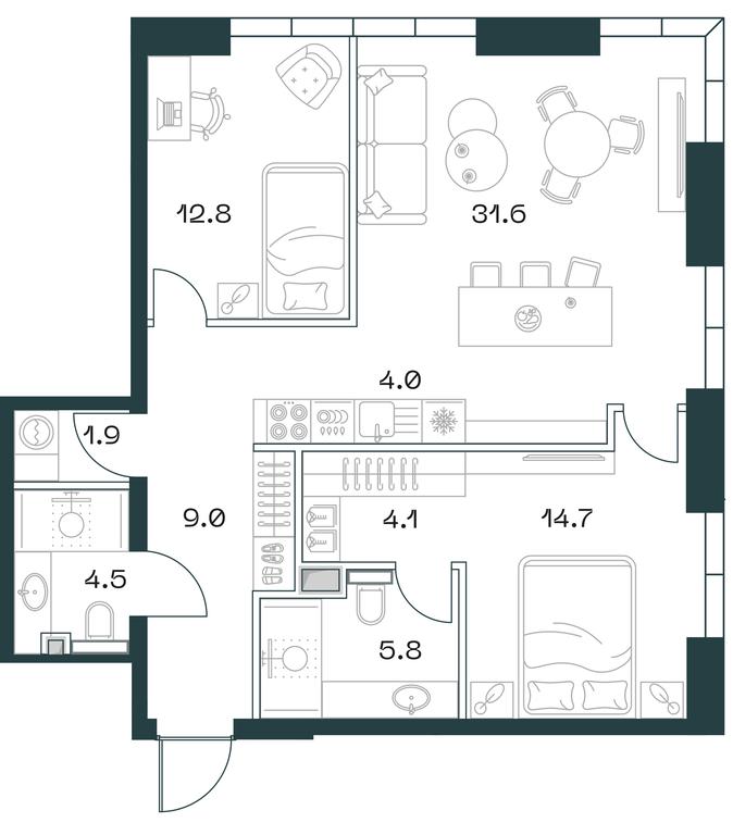 2-BD Apartment Sale, 88.1平方米 at SHIFT, 2nd Donskoy Drive, 10, Moscow, Russia #1 2-BD Apartment Sale, 88.1平方米 at SHIFT, 2nd Donskoy Drive, 10, Moscow, Russia #1