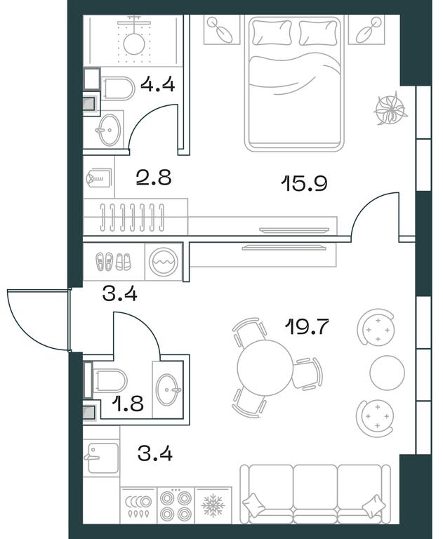 1-BD Apartment Sale, 51.9 sq. m. at SHIFT, 2nd Donskoy Drive, 10, Moscow, Russia #1 1-BD Apartment Sale, 51.9 sq. m. at SHIFT, 2nd Donskoy Drive, 10, Moscow, Russia #1