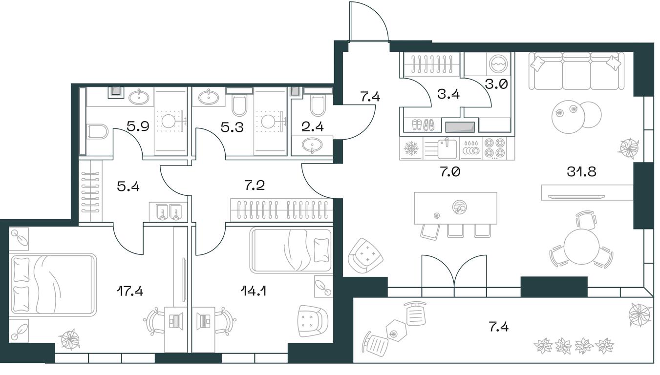 2-BD Apartment Sale, 117.7 sq. m. at SHIFT, 2nd Donskoy Drive, 10, Moscow, Russia #1 2-BD Apartment Sale, 117.7 sq. m. at SHIFT, 2nd Donskoy Drive, 10, Moscow, Russia #1