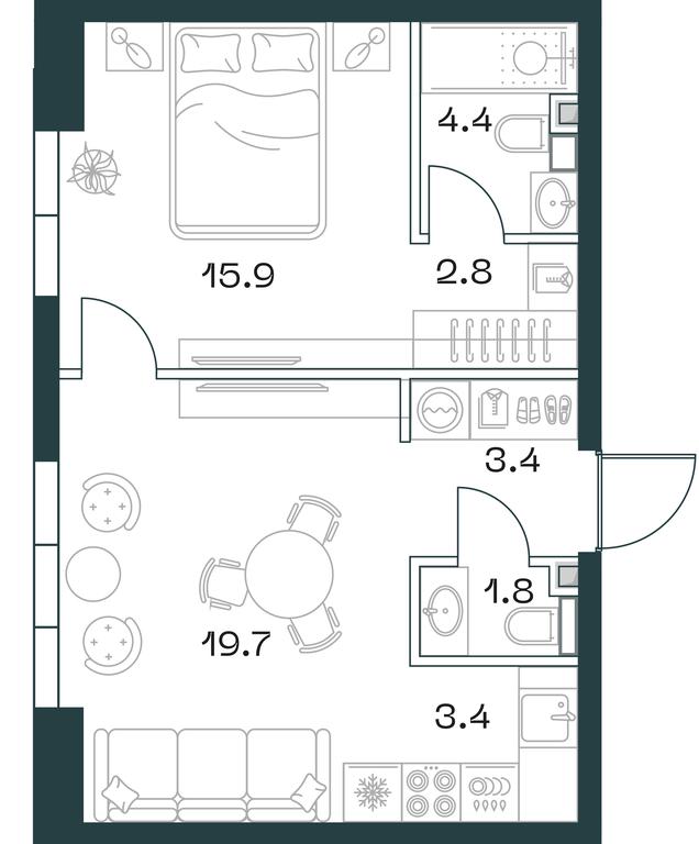 1-BD Apartment Sale, 51.9 sq. m. at SHIFT, 2nd Donskoy Drive, 10, Moscow, Russia #1 1-BD Apartment Sale, 51.9 sq. m. at SHIFT, 2nd Donskoy Drive, 10, Moscow, Russia #1