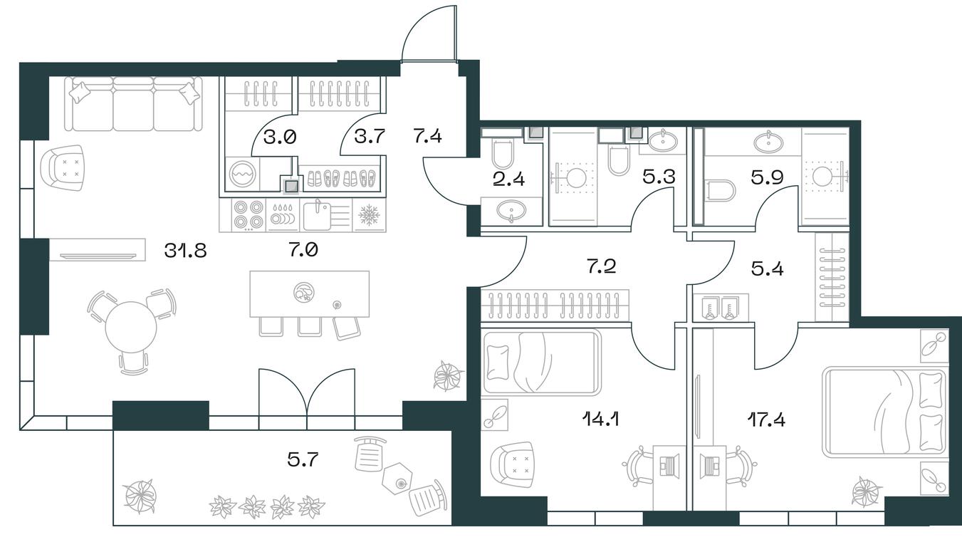 2-BD Apartment Sale, 116.3平方米 at SHIFT, 2nd Donskoy Drive, 10, Moscow, Russia #1 2-BD Apartment Sale, 116.3平方米 at SHIFT, 2nd Donskoy Drive, 10, Moscow, Russia #1
