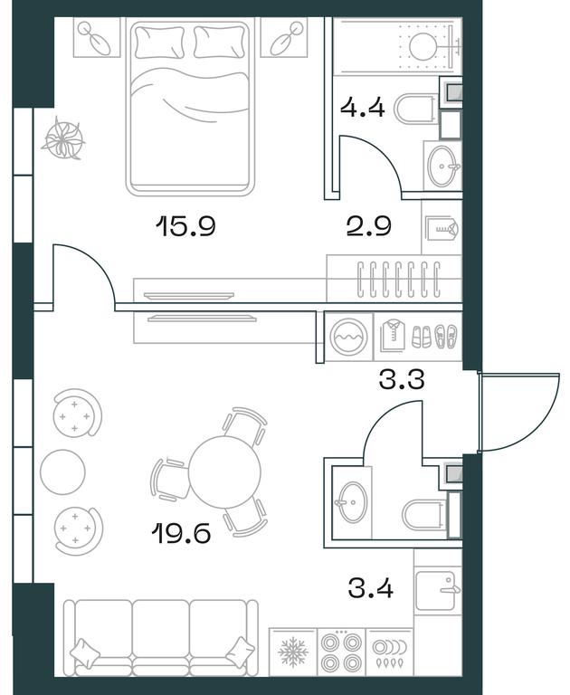 1-BD Apartment Sale, 51.7 sq. m. at SHIFT, 2nd Donskoy Drive, 10, Moscow, Russia #1 1-BD Apartment Sale, 51.7 sq. m. at SHIFT, 2nd Donskoy Drive, 10, Moscow, Russia #1