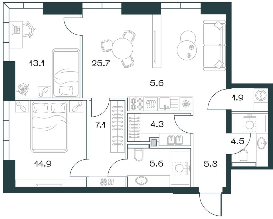2-BD Apartment Sale, 88.3 sq. m. at SHIFT, 2nd Donskoy Drive, 10, Moscow, Russia #1 2-BD Apartment Sale, 88.3 sq. m. at SHIFT, 2nd Donskoy Drive, 10, Moscow, Russia #1