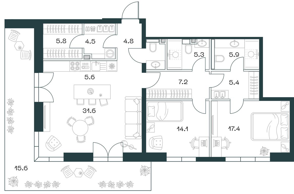 2-BD Apartment Sale, 125.6 sq. m. at SHIFT, 2nd Donskoy Drive, 10, Moscow, Russia #1 2-BD Apartment Sale, 125.6 sq. m. at SHIFT, 2nd Donskoy Drive, 10, Moscow, Russia #1