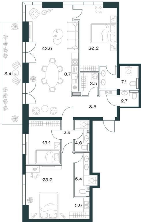 3-BD Apartment Sale, 150 sq. m. at SHIFT, 2nd Donskoy Drive, 10, Moscow, Russia #1
