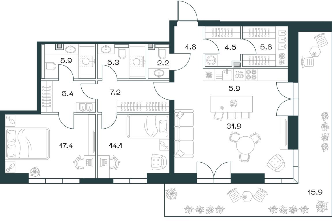 2-BD Apartment Sale, 125.9 sq. m. at SHIFT, 2nd Donskoy Drive, 10, Moscow, Russia #1 2-BD Apartment Sale, 125.9 sq. m. at SHIFT, 2nd Donskoy Drive, 10, Moscow, Russia #1