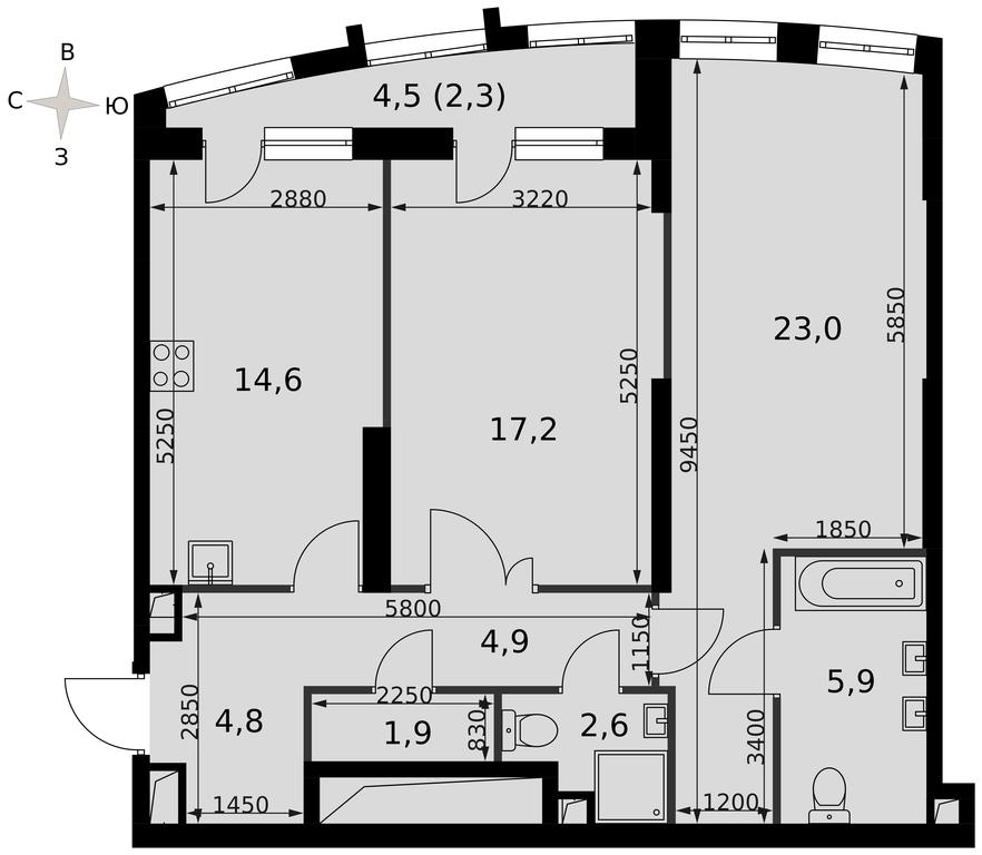 2-BD Apartment Sale, 77 sq. m. at Sydney City, Shenogina Street, 2, Moscow, Russia #2