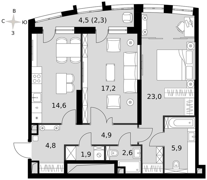 2-BD Apartment Sale, 77 sq. m. at Sydney City, Shenogina Street, 2, Moscow, Russia #1