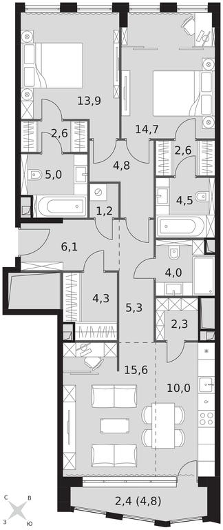 3-BD Apartment Sale, 99.3 sq. m. at Sydney City, Shenogina Street, 2, Moscow, Russia #1