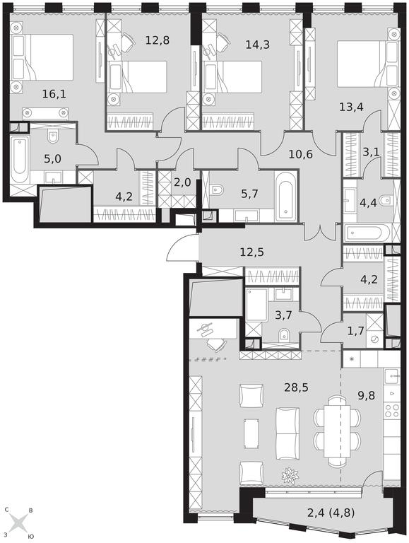 5-BD Apartment Sale, 154.4 sq. m. at Sydney City, Shenogina Street, 2, Moscow, Russia #1