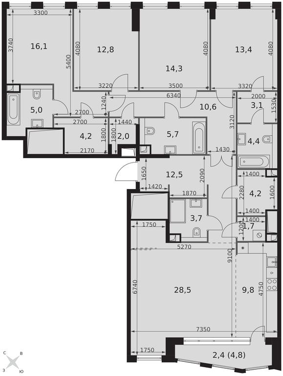 5-BD Apartment Sale, 154.4 sq. m. at Sydney City, Shenogina Street, 2, Moscow, Russia #2