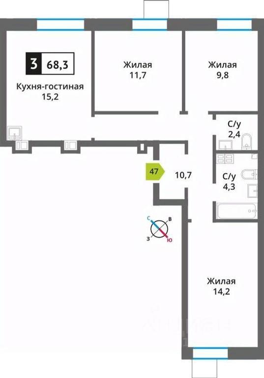 2-BD Apartment Sale, 68.3平方米 at Smart Kvartal Lesnaya Otrada, ulitsa Detstva, derevnya Aristovo, Krasnogorsk Urban District, Moscow Region, Russia #1 2-BD Apartment Sale, 68.3平方米 at Smart Kvartal Lesnaya Otrada, ulitsa Detstva, derevnya Aristovo, Krasnogorsk Urban District, Moscow Region, Russia #1