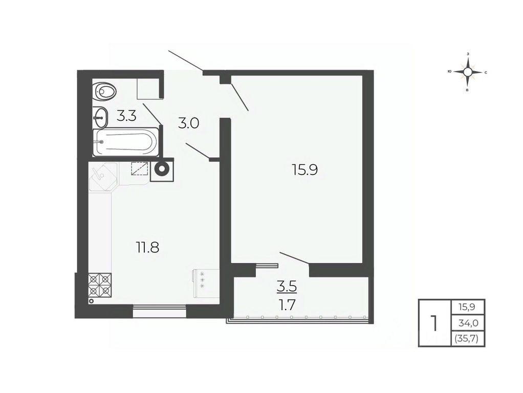 Apartment Sale, 35.7平方米 at Novy Blagodar, 2-y Shakhovskoy proyezd, Volokolamsk, Moscow Region, Russia #1
