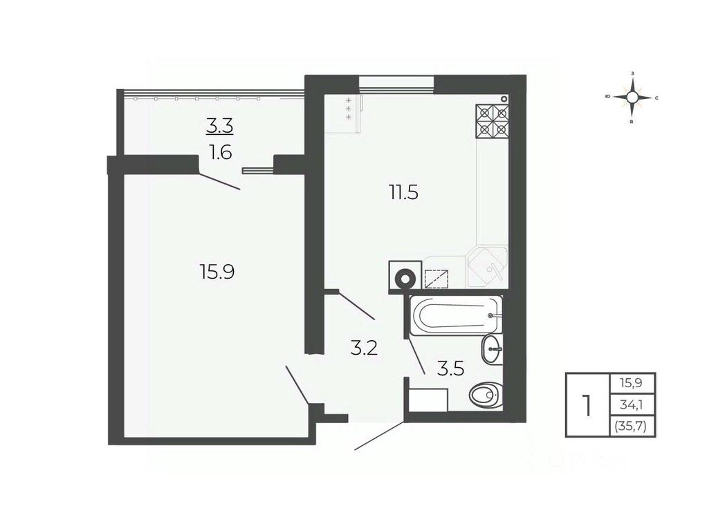 Apartment Sale, 35.7 sq. m. at Novy Blagodar, 2-y Shakhovskoy proyezd, Volokolamsk, Moscow Region, Russia #1