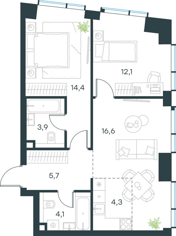 2-BD Apartment Sale, 61.1 sq. m. at Paveletskaya City, Dubininskaya Street, 59, Moscow, Russia #1 2-BD Apartment Sale, 61.1 sq. m. at Paveletskaya City, Dubininskaya Street, 59, Moscow, Russia #1