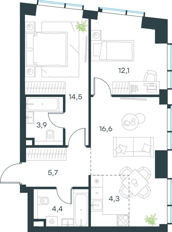 2-BD Apartment Sale, 61.5平方米 at Paveletskaya City, Dubininskaya Street, 59, Moscow, Russia #1 2-BD Apartment Sale, 61.5平方米 at Paveletskaya City, Dubininskaya Street, 59, Moscow, Russia #1