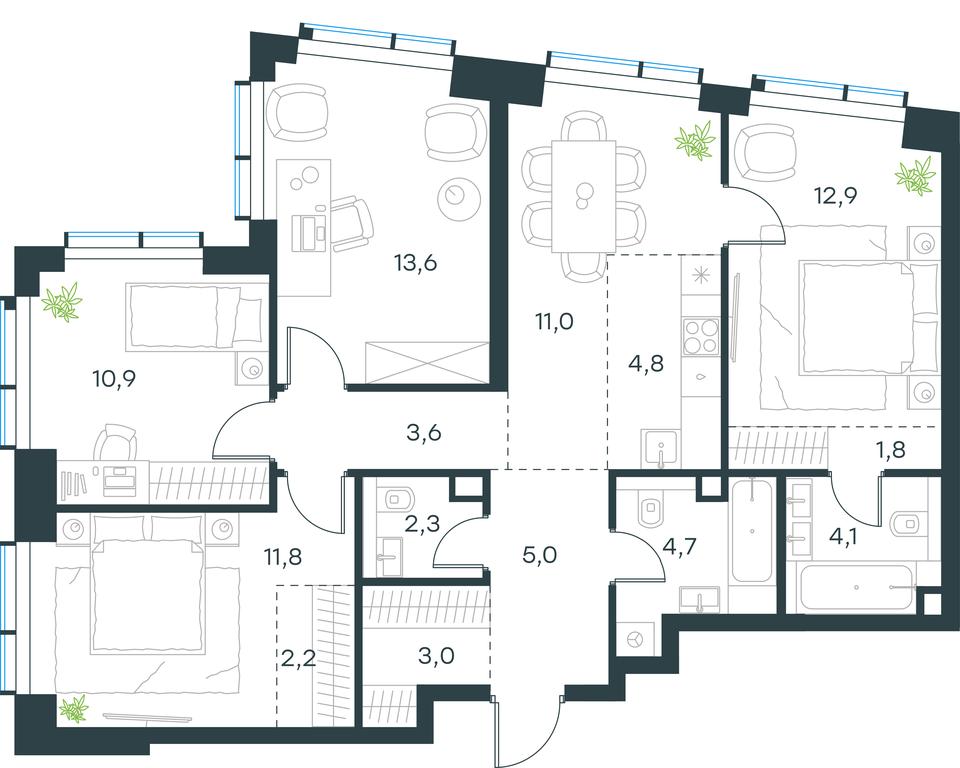 4-BD Apartment Sale, 91.7平方米 at Paveletskaya City, Dubininskaya Street, 59, Moscow, Russia #1 4-BD Apartment Sale, 91.7平方米 at Paveletskaya City, Dubininskaya Street, 59, Moscow, Russia #1