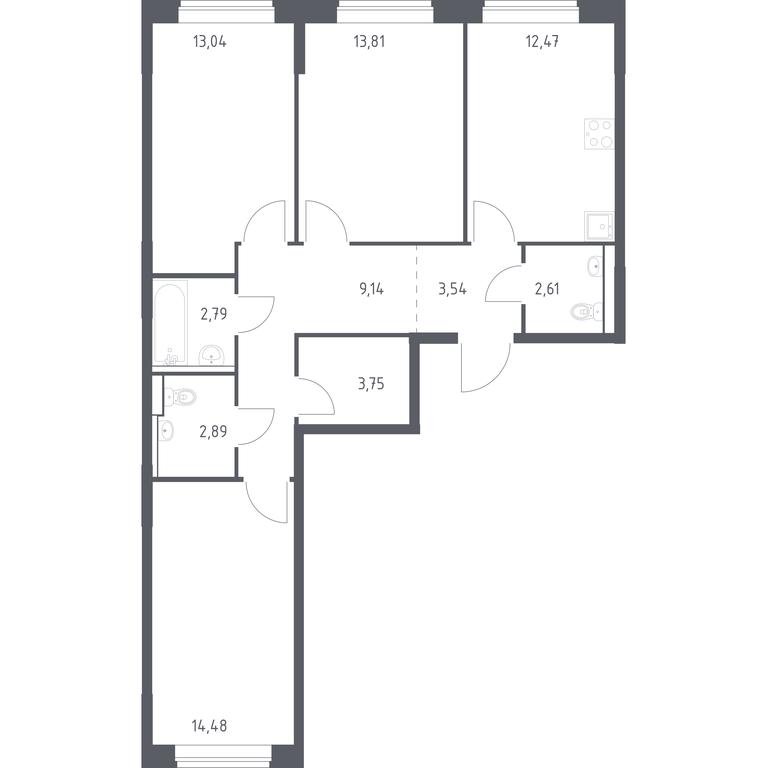 2-BD Apartment Sale, 78.52平方米 at Kvartal Marino, kvartal № 175, 1с1, Filimonkovskoye Municipal Formation, Moscow, Russia #1 2-BD Apartment Sale, 78.52平方米 at Kvartal Marino, kvartal № 175, 1с1, Filimonkovskoye Municipal Formation, Moscow, Russia #1