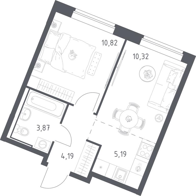 Apartment Sale, 34.39 sq. m. at Kvartal Zapadnyj, kvartal № 76, Marushkinskoye Settlement, Moscow, Russia #1