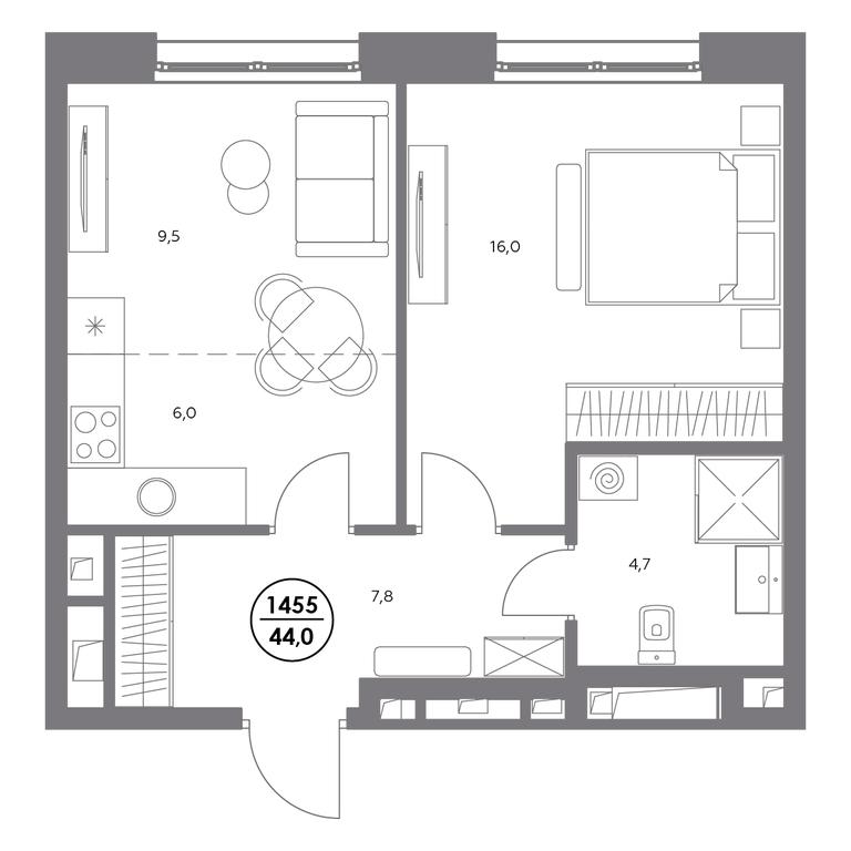 2-BD Apartment Sale, 44 sq. m. at Admiral, Shosseynaya Street, 4А, Moscow, Russia #1 2-BD Apartment Sale, 44 sq. m. at Admiral, Shosseynaya Street, 4А, Moscow, Russia #1
