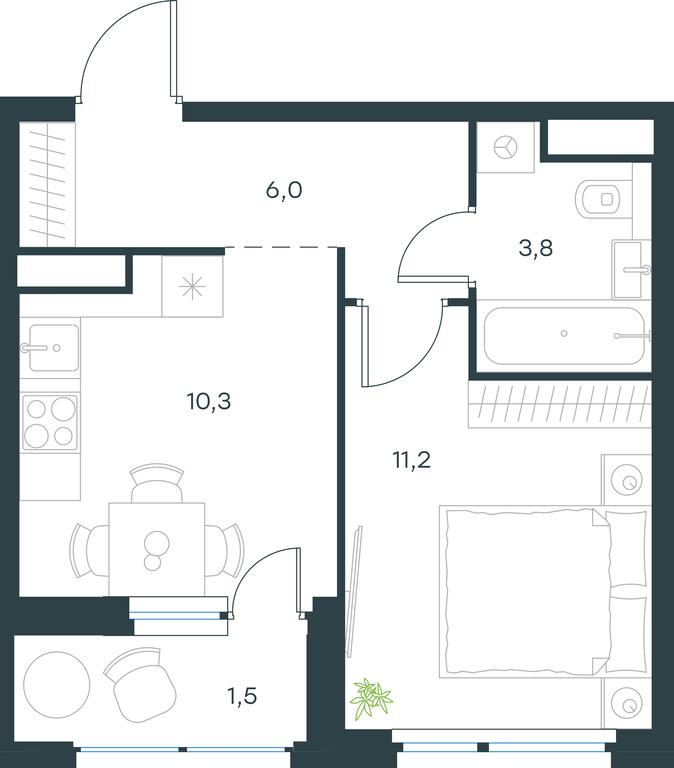 Apartment Sale, 32.8 sq. m. at Gorod V lesu, Gorod V Lesu Residential Complex, Village of Otradnoye, Krasnogorsk Urban District, Moscow Region, Russia #1