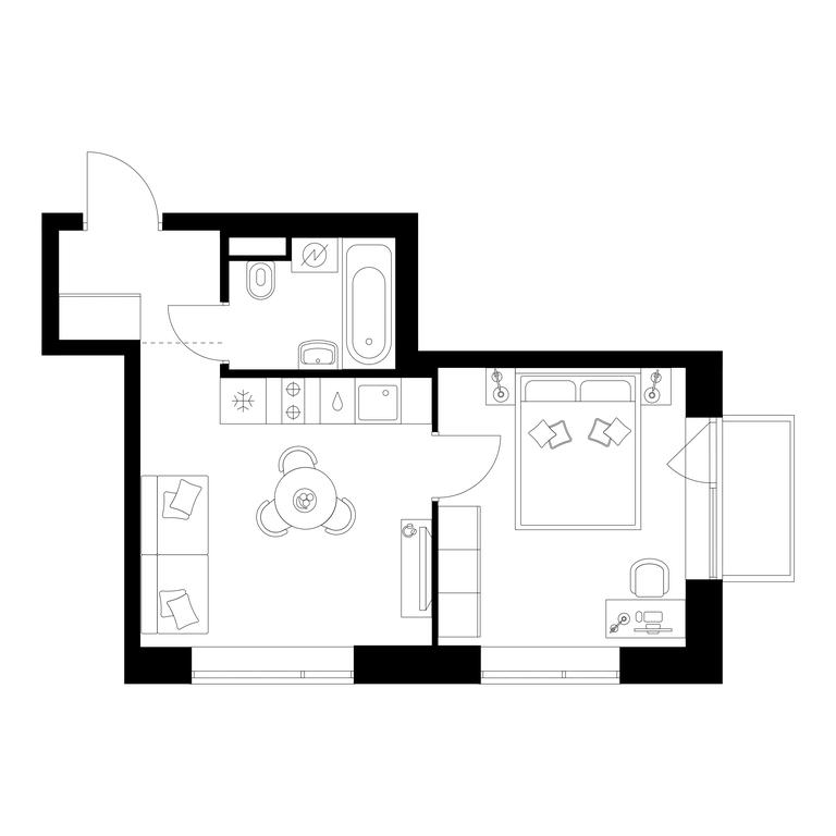 1-BD Apartment Sale, 32.2 sq. m. at Buninskaja naberezhnaja, ZhK Buninskaya Naberezhnaya, Moscow, Russia #1