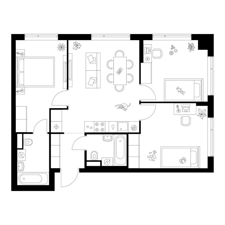 3-BD Apartment Sale, 69.4 sq. m. at Buninskaja naberezhnaja, ZhK Buninskaya Naberezhnaya, Moscow, Russia #1 3-BD Apartment Sale, 69.4 sq. m. at Buninskaja naberezhnaja, ZhK Buninskaya Naberezhnaya, Moscow, Russia #1