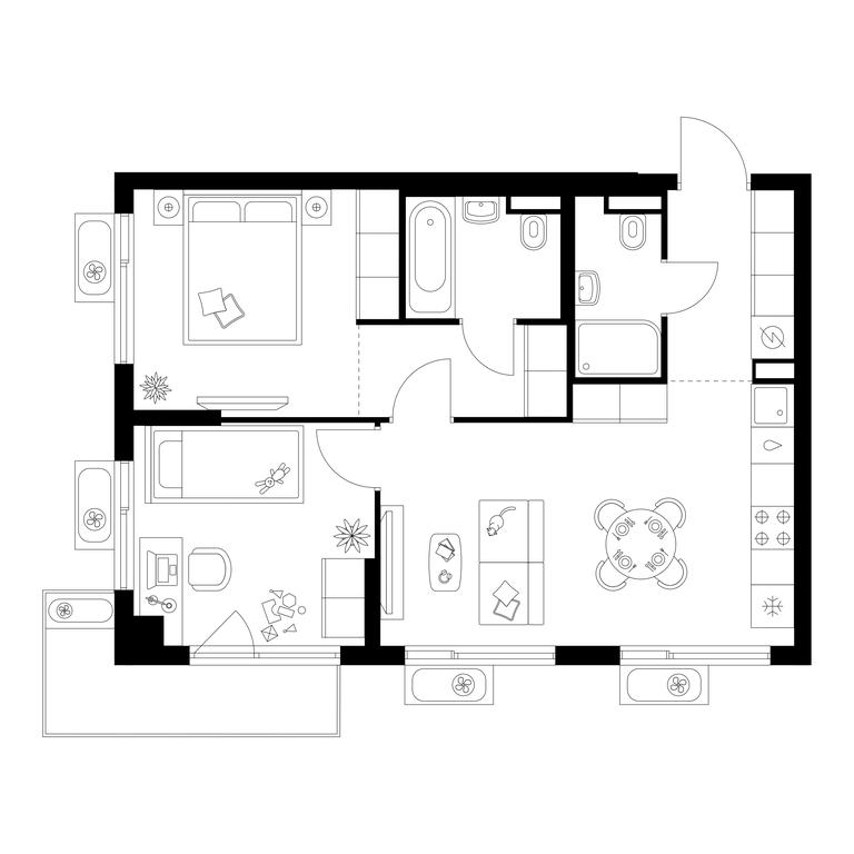 2-BD Apartment Sale, 57.4 sq. m. at Altufevskoe 53, Алтуфьевское шоссе, 53с11, Москва, Россия #1 2-BD Apartment Sale, 57.4 sq. m. at Altufevskoe 53, Алтуфьевское шоссе, 53с11, Москва, Россия #1