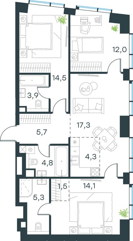 3-BD Apartment Sale, 83.4平方米 at Paveletskaya City, Dubininskaya Street, 59, Moscow, Russia #1 3-BD Apartment Sale, 83.4平方米 at Paveletskaya City, Dubininskaya Street, 59, Moscow, Russia #1
