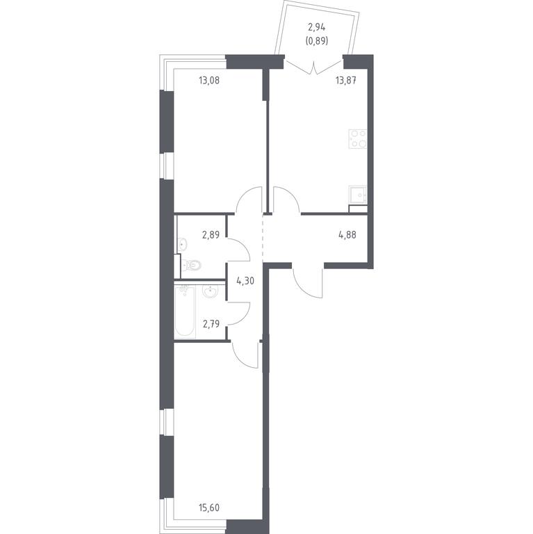 1-BD Apartment Sale, 58.3 sq. m. at Kvartal Marino, kvartal № 175, 1с1, Filimonkovskoye Municipal Formation, Moscow, Russia #1