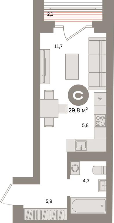 Apartment Sale, 29.8平方米 at Kvartal Metronom, Tagilskaya Street, Moscow, Russia #1