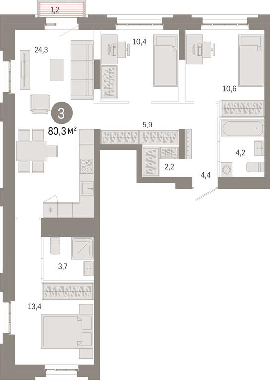 3-BD Apartment Sale, 80.3平方米 at Kvartal Metronom, Tagilskaya Street, Moscow, Russia #1 3-BD Apartment Sale, 80.3平方米 at Kvartal Metronom, Tagilskaya Street, Moscow, Russia #1