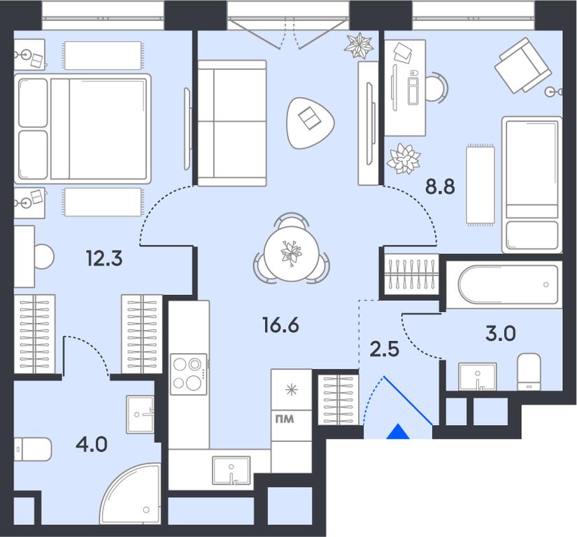 2-BD Apartment Sale, 47.2 sq. m. at balance, Ryazansky Avenue, Moscow, Russia #1