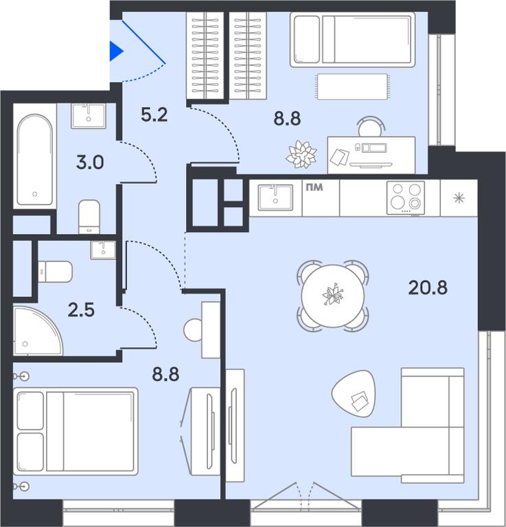 2-BD Apartment Sale, 49.1平方米 at balance, Ryazansky Avenue, Moscow, Russia #1 2-BD Apartment Sale, 49.1平方米 at balance, Ryazansky Avenue, Moscow, Russia #1