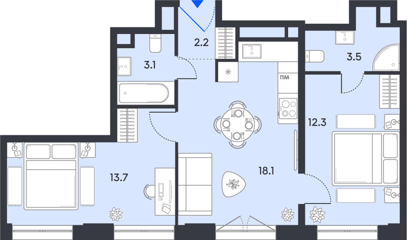 2-BD Apartment Sale, 52.9平方米 at balance, Ryazansky Avenue, Moscow, Russia #1 2-BD Apartment Sale, 52.9平方米 at balance, Ryazansky Avenue, Moscow, Russia #1