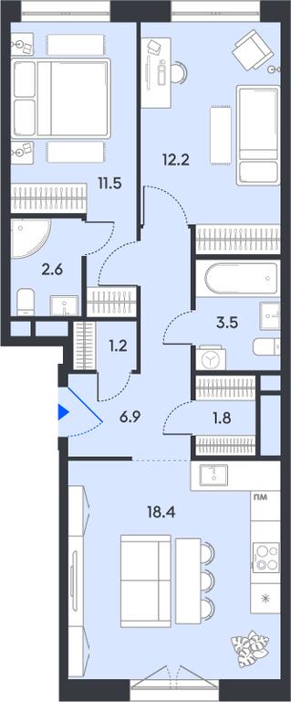 2-BD Apartment Sale, 58.1平方米 at balance, Ryazansky Avenue, Moscow, Russia #1 2-BD Apartment Sale, 58.1平方米 at balance, Ryazansky Avenue, Moscow, Russia #1
