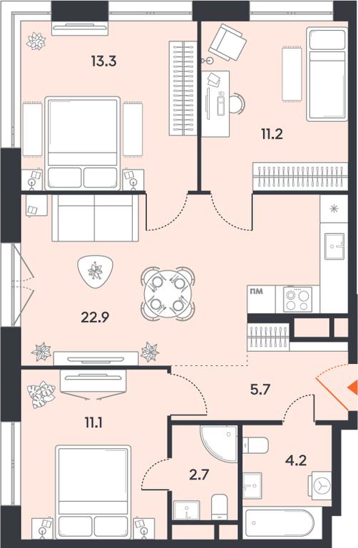 3-BD Apartment Sale, 71.1 sq. m. at balance, Ryazansky Avenue, Moscow, Russia #1 3-BD Apartment Sale, 71.1 sq. m. at balance, Ryazansky Avenue, Moscow, Russia #1