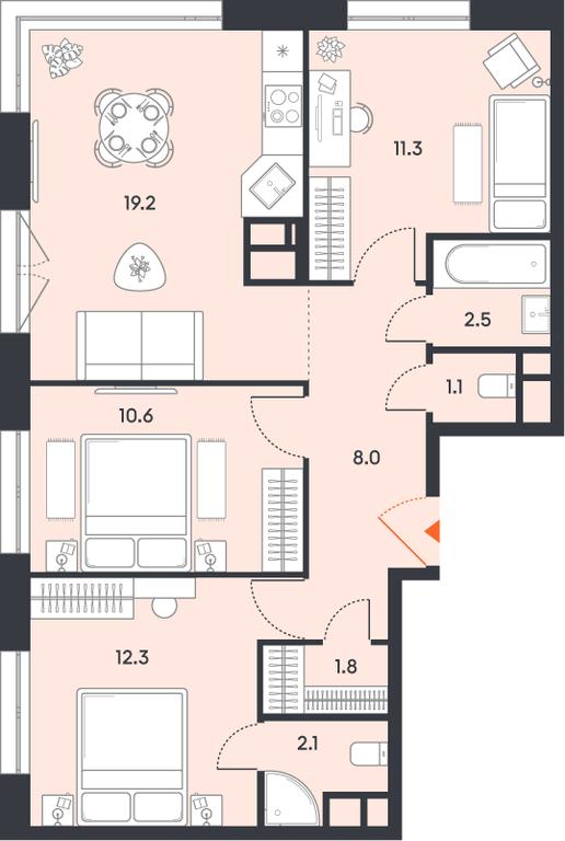 3-BD Apartment Sale, 68.9 sq. m. at balance, Ryazansky Avenue, Moscow, Russia #1 3-BD Apartment Sale, 68.9 sq. m. at balance, Ryazansky Avenue, Moscow, Russia #1