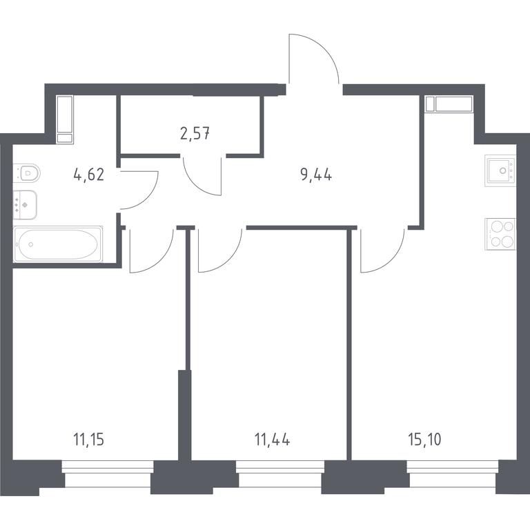 1-BD Apartment Sale, 54.32 sq. m. at Troparevo Park, Kiyevskoye shosse, 21-y kilometr, 3с4, Mosrentgen Settlement, Moscow, Russia #1 1-BD Apartment Sale, 54.32 sq. m. at Troparevo Park, Kiyevskoye shosse, 21-y kilometr, 3с4, Mosrentgen Settlement, Moscow, Russia #1