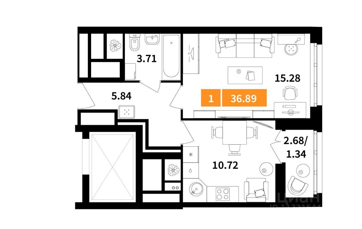 Apartment Sale, 36.89 sq. m. at Planerny kvartal, Molodyozhnaya Street, Khimki, Moscow Region, Russia #1 Apartment Sale, 36.89 sq. m. at Planerny kvartal, Molodyozhnaya Street, Khimki, Moscow Region, Russia #1