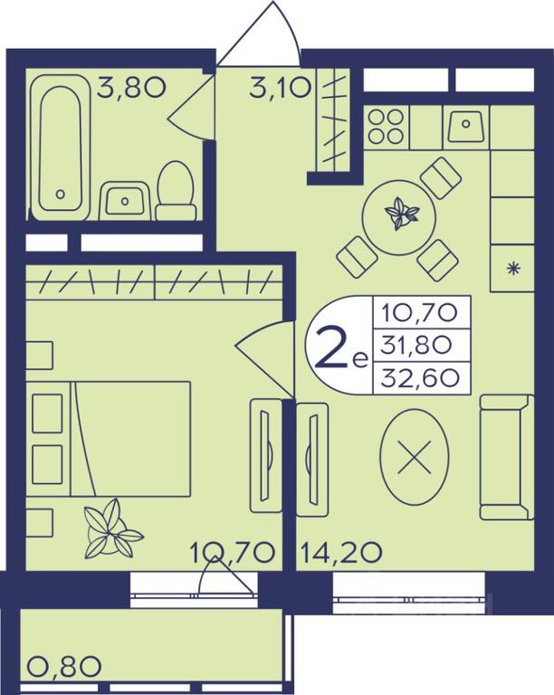 1-BD Apartment Sale, 32.1平方米 at Geroev, prospekt Geroyev, Zheleznodorozhny Microdistrict, Balashikha, Moscow Region, Russia #1 1-BD Apartment Sale, 32.1平方米 at Geroev, prospekt Geroyev, Zheleznodorozhny Microdistrict, Balashikha, Moscow Region, Russia #1