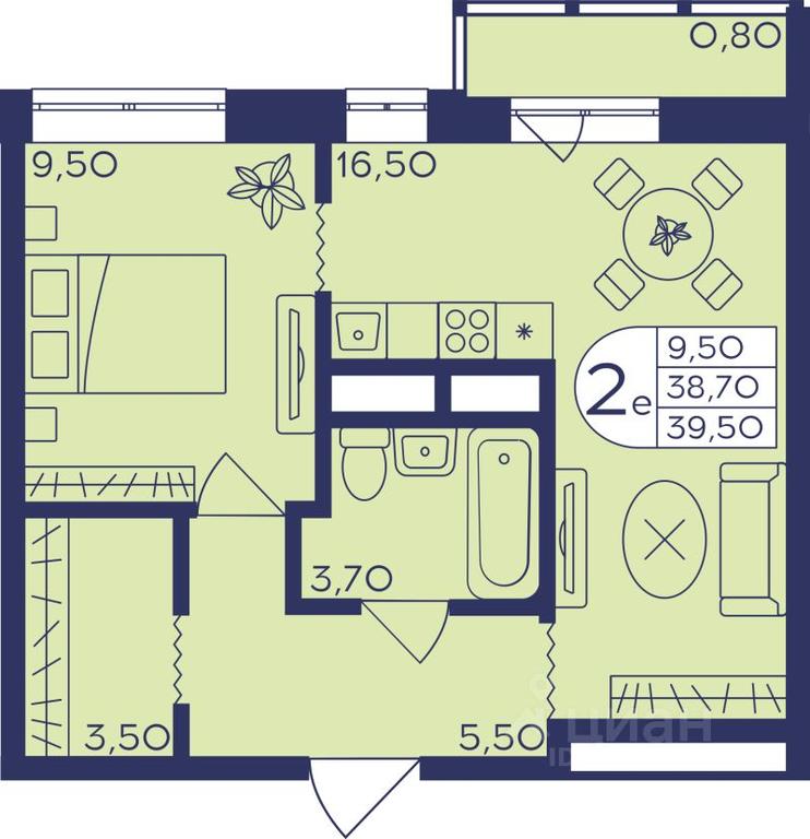 1-BD Apartment Sale, 39.4 sq. m. at Geroev, prospekt Geroyev, Zheleznodorozhny Microdistrict, Balashikha, Moscow Region, Russia #1