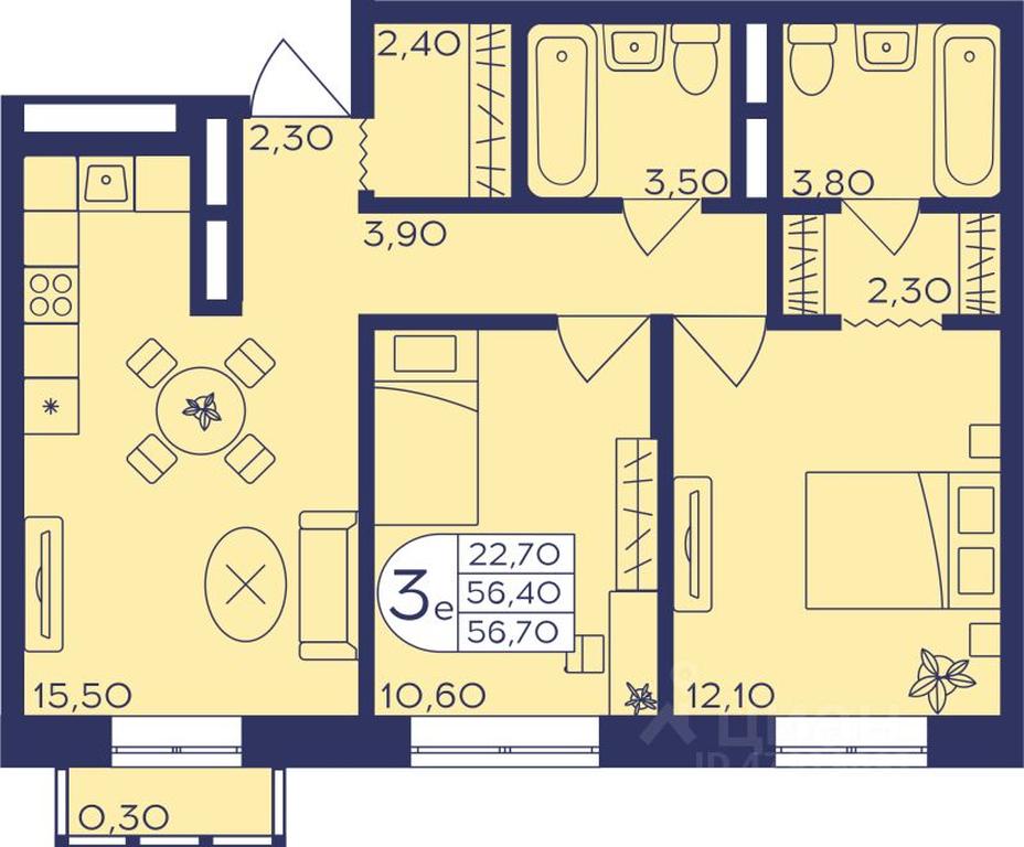 2-BD Apartment Sale, 56.7 sq. m. at Geroev, prospekt Geroyev, Zheleznodorozhny Microdistrict, Balashikha, Moscow Region, Russia #1 2-BD Apartment Sale, 56.7 sq. m. at Geroev, prospekt Geroyev, Zheleznodorozhny Microdistrict, Balashikha, Moscow Region, Russia #1