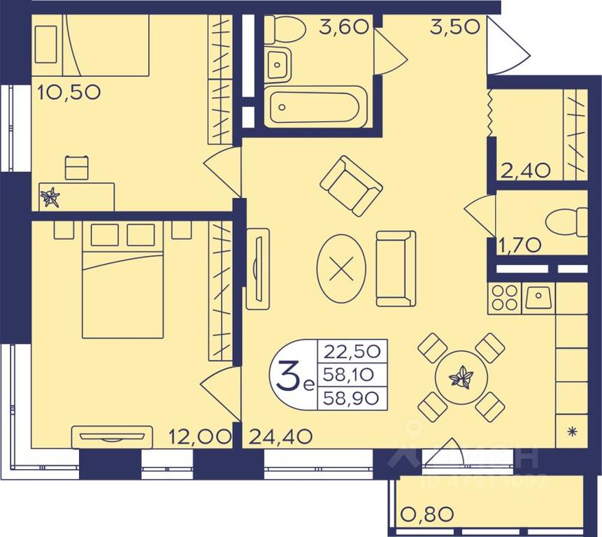 2-BD Apartment Sale, 58.5平方米 at Geroev, prospekt Geroyev, Zheleznodorozhny Microdistrict, Balashikha, Moscow Region, Russia #1 2-BD Apartment Sale, 58.5平方米 at Geroev, prospekt Geroyev, Zheleznodorozhny Microdistrict, Balashikha, Moscow Region, Russia #1