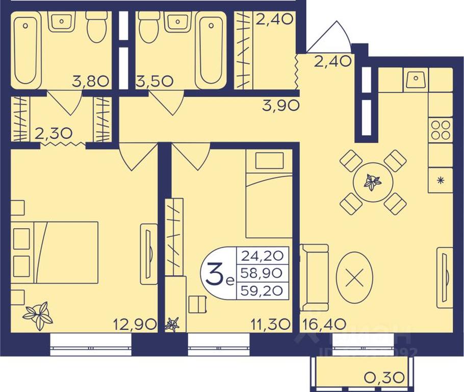 2-BD Apartment Sale, 59.2 sq. m. at Geroev, prospekt Geroyev, Zheleznodorozhny Microdistrict, Balashikha, Moscow Region, Russia #1 2-BD Apartment Sale, 59.2 sq. m. at Geroev, prospekt Geroyev, Zheleznodorozhny Microdistrict, Balashikha, Moscow Region, Russia #1